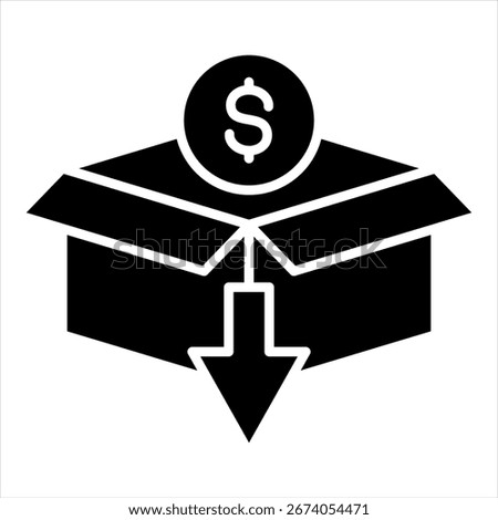Cost Reduction Glyph Icon Vector Illustration
