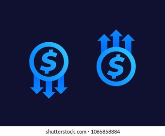 cost reduction and growth vector icons