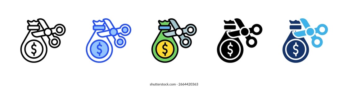 Coleção De Ícones De Redução De Custos Com Vários Estilos