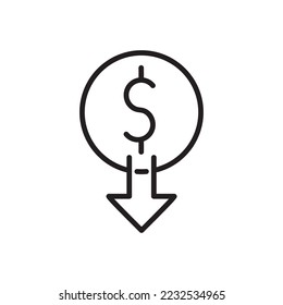 cost reduction icon design. currency sign and symbol.