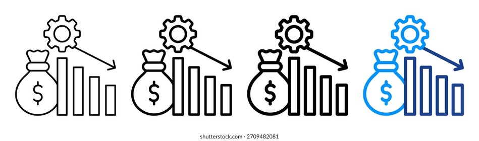 Ícone de Redução de Custo Conjunto de Coleta de Outline Diferente