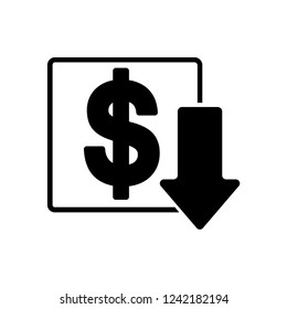 Cost Reduction Icon. Dollar Down Icon Vector