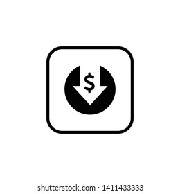 Cost Reduction Icon. Dollar Down Icon Vector