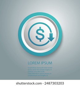 Cost reduction icon. Dollar Down Icon vector