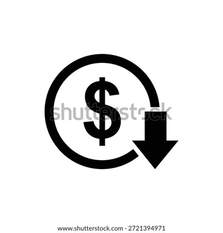 Cost reduction icon. Dollar Down Icon vector. Mail Icon Symbols vector. symbol for web site Computer and mobile vector.