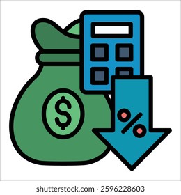 Cost Reduction Icon Element For Design