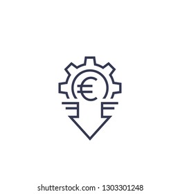 cost reduction icon with euro, linear