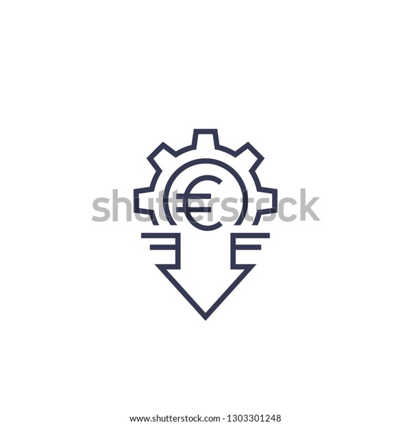 Cost Reduction Icon Euro Linear Stock Vector (Royalty Free) 1303301248