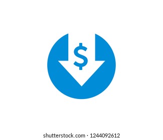 Cost reduction icon Flat . Dollar Down Icon Vector. symbol for web site Computer and mobile vector.