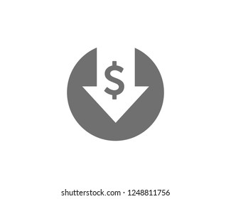 Cost reduction icon Flat . Dollar Down Icon Vector