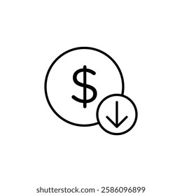 Cost reduction icon Flat fill set collection