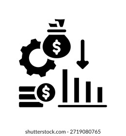 Cost Reduction Icon Glyph Vector Illustration