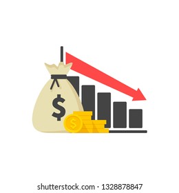 Cost reduction icon. Image isolated on white background. Vector illustration