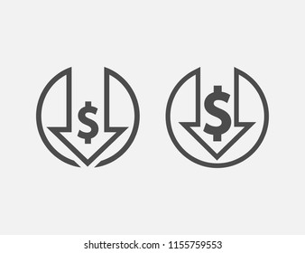  Cost reduction icon isolated on white background. Vector illustration. Eps 10.