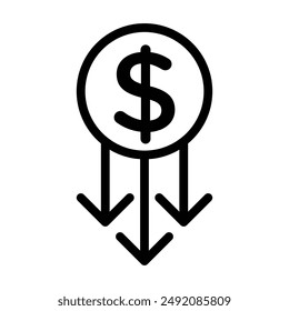Cost reduction icon linear logo mark in black and white