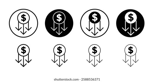 Cost reduction icon linear logo isolated