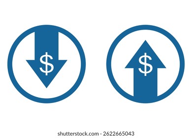 Cost Reduction Icon, Manufacturing cost reduction vector icon set eps 10