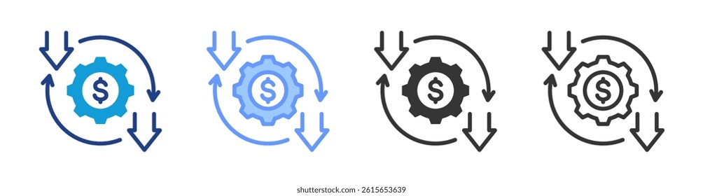 Cost Reduction icon set multiple style collection