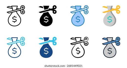 Cost reduction icon set multiple style collection 
