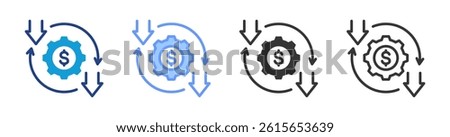 Cost Reduction icon set multiple style collection