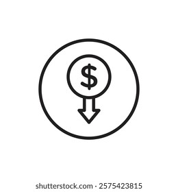 Cost reduction icon Simple thin outline