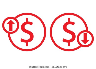 cost reduction icon vector. dollar decrease sign. profit decrease symbol. cost saving sign. vector illustration on transparent background.