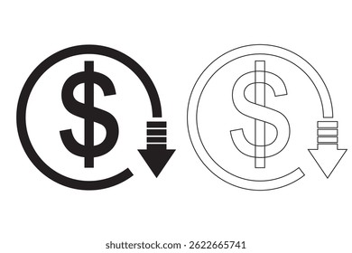 Ilustração do vetor do ícone de redução de custos.