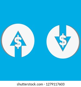 Cost reduction icon. Vector image 