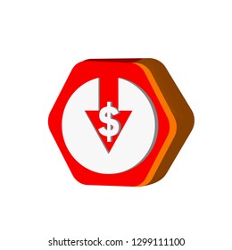 Cost reduction icon. Vector image isolated on white background 