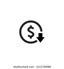 Vector de iconos de reducción de costes en estilo de línea. Símbolo de signo de reducción de costes