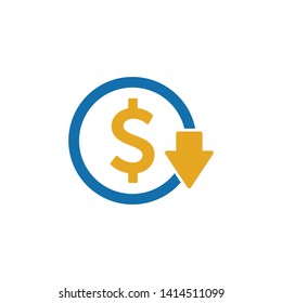 Cost reduction icon vector. Cost reduction symbol