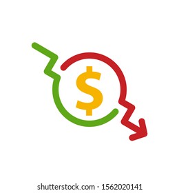 Cost Reduction Icon Vector Symbol Image Stock Vector (Royalty Free ...