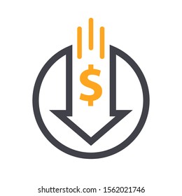 Cost reduction icon. Vector symbol image isolated on white background
