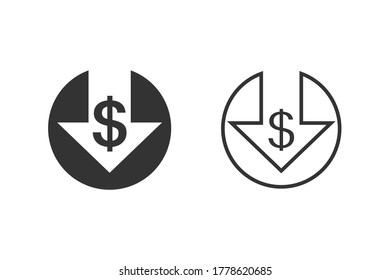 Cost reduction line icon set isolated on white background. Vector illustration