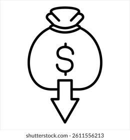 Cost Reduction Line Icon Vector Illustration