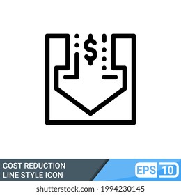 cost reduction line style icon isolated on white background. EPS 10