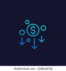 cost reduction, minimising line icon