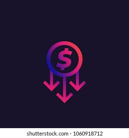 cost reduction or money refund vector icon
