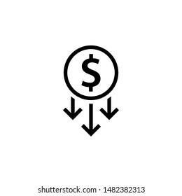 Cost reduction outline icon. Clipart image isolated on white background