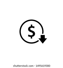 Cost reduction outline icon. Clipart image isolated on white background