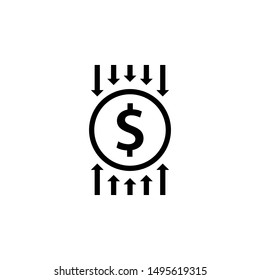 Cost reduction outline icon. Clipart image isolated on white background