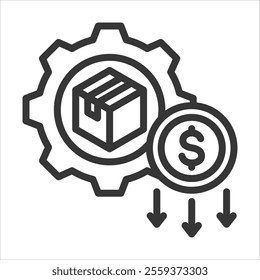 Cost Reduction Outline Icon Vector Illustration