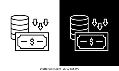Cost Reduction Outline White Icon Set Design