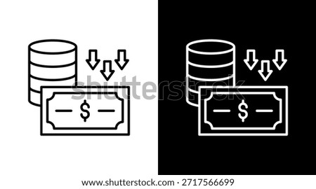Cost Reduction Outline White Icon Set Design