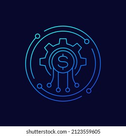 reducción de costes o reducción del icono de línea, vector