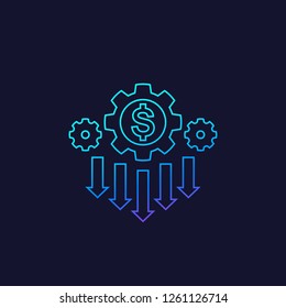 cost reduction strategy icon, linear