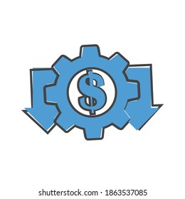 Cost reduction vector icon cartoon style on white isolated background.