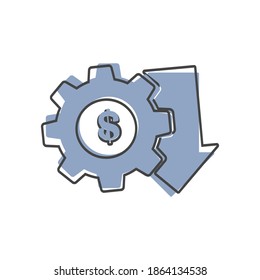 Cost reduction vector icon cartoon style on white isolated background.