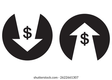 Cost reduction vector icon concepts, cost reduction icon vector. dollar decrease sign. profit decrease symbol. cost saving sign. vector illustration eps 10