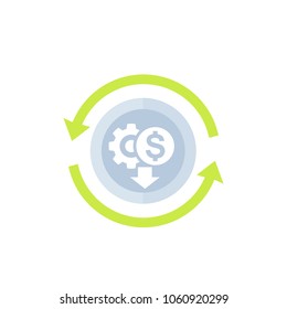 cost reduction vector icon on white